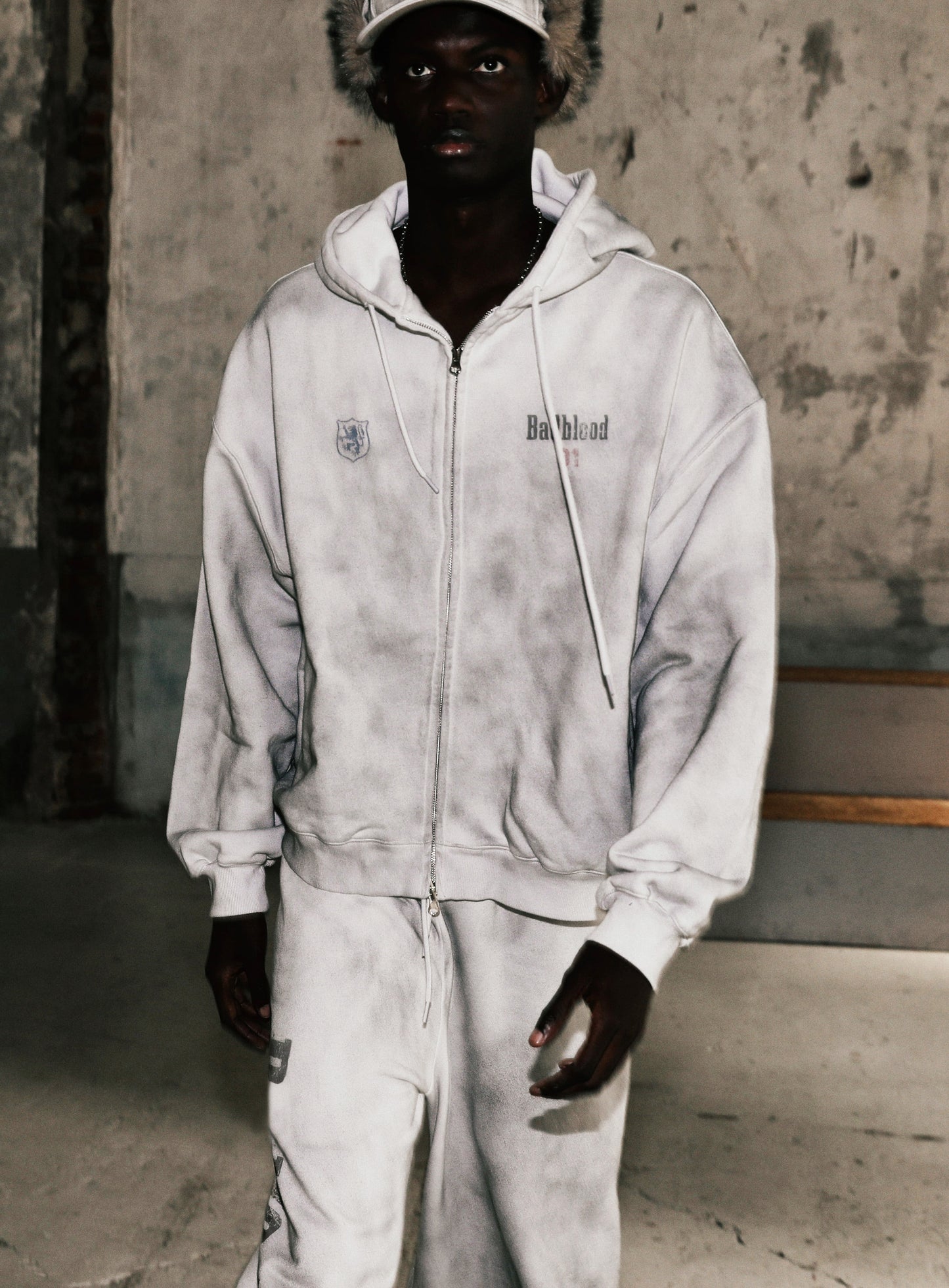 Sun Faded 2 Hooded Zip-Up - White