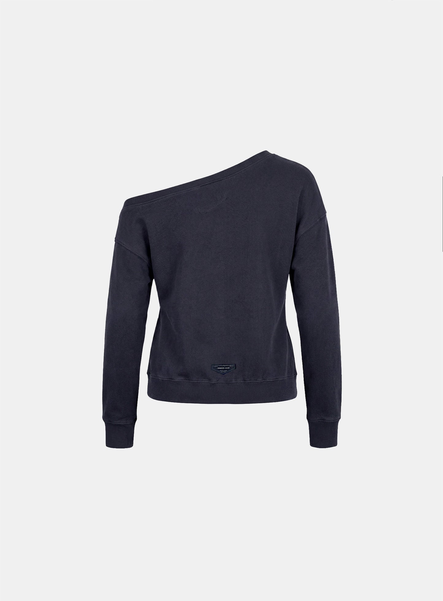 [w-sweatshirt26-003] BS Soft Terry Off-the-Shoulder Sweatshirt - Charcoal
