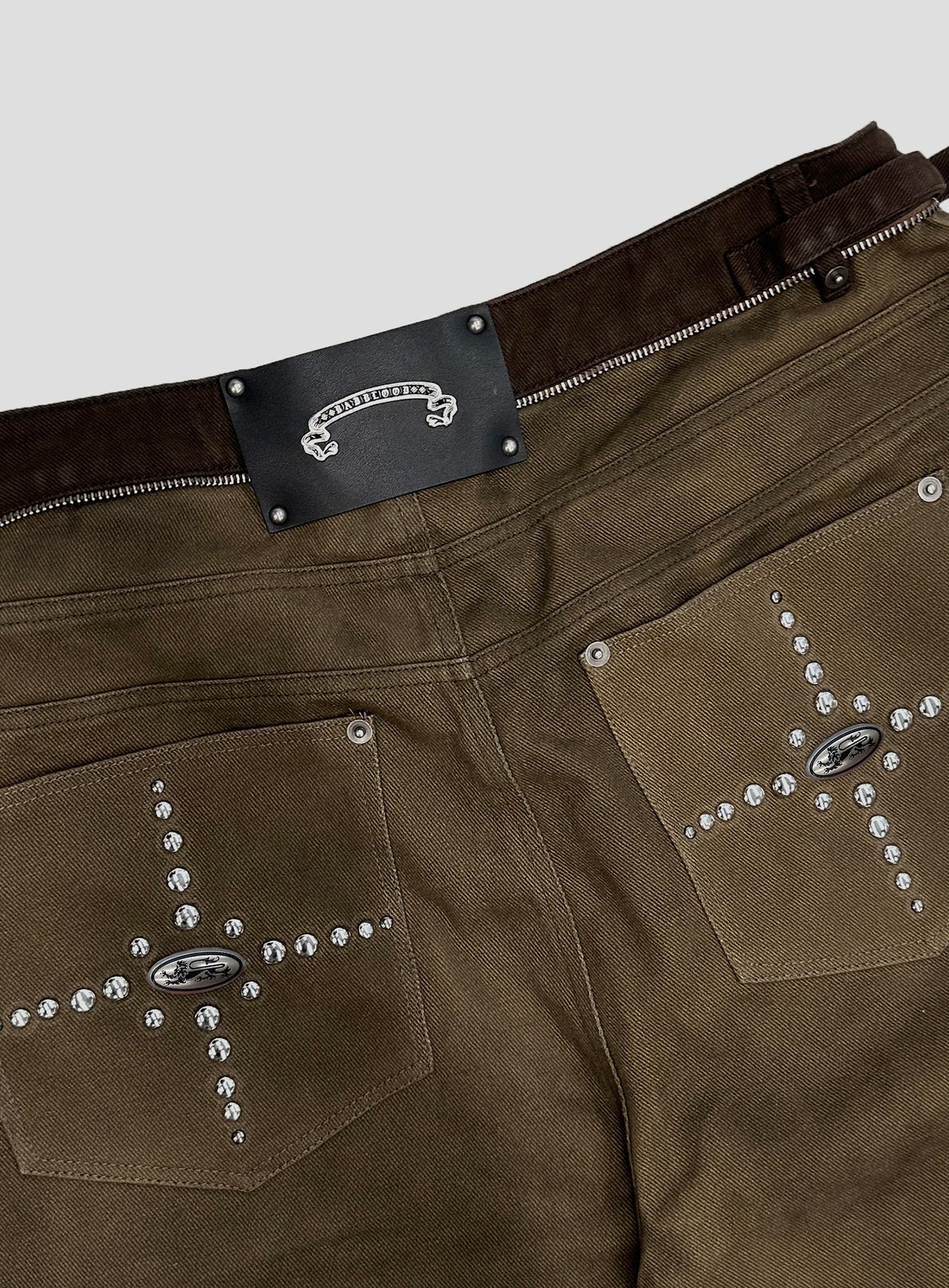 [w-pts25-116] Star Studded Convex Pants - Dusty Brown