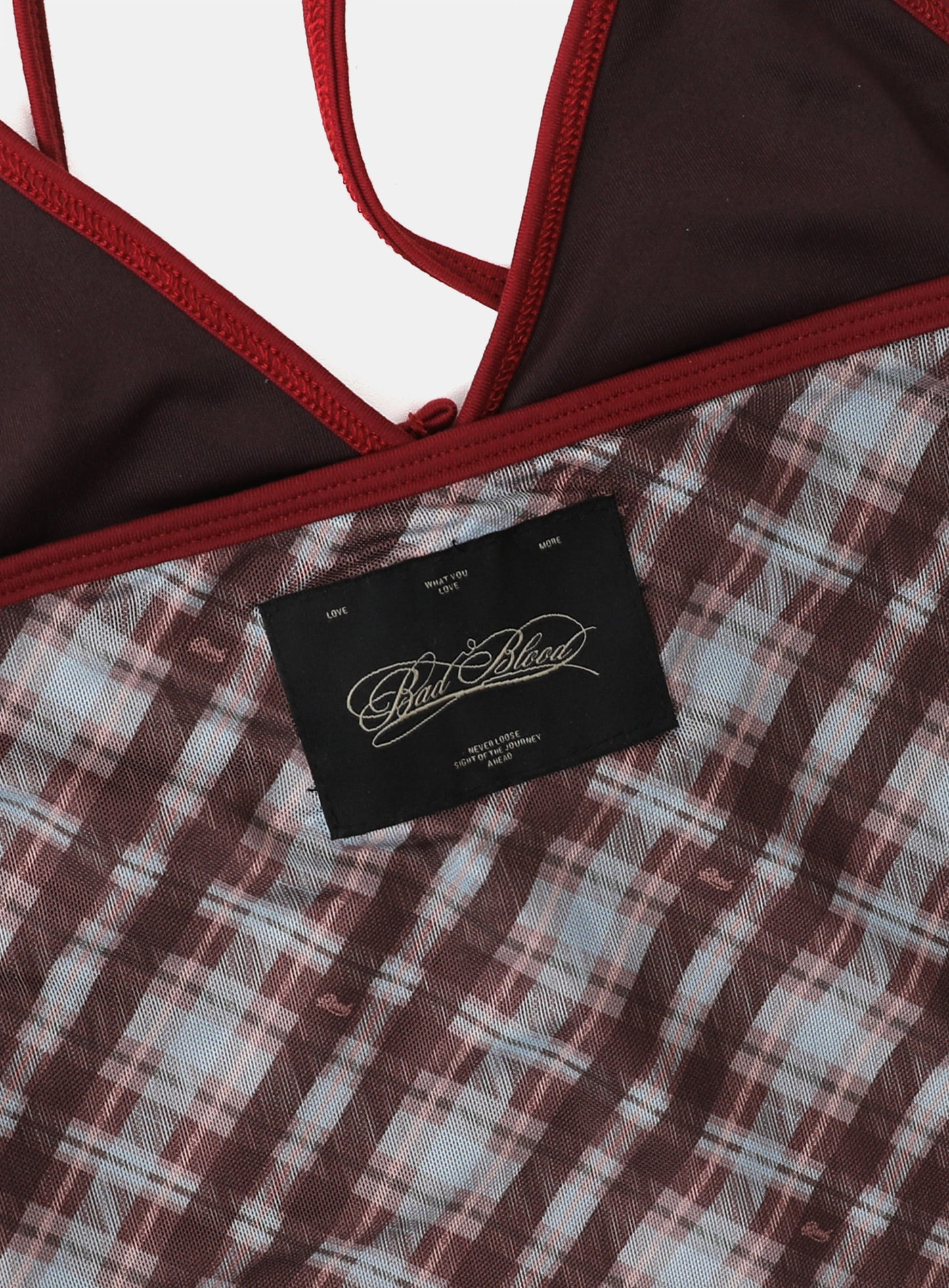 [AQUA] Vintage Club Halter Tank - Checked Red