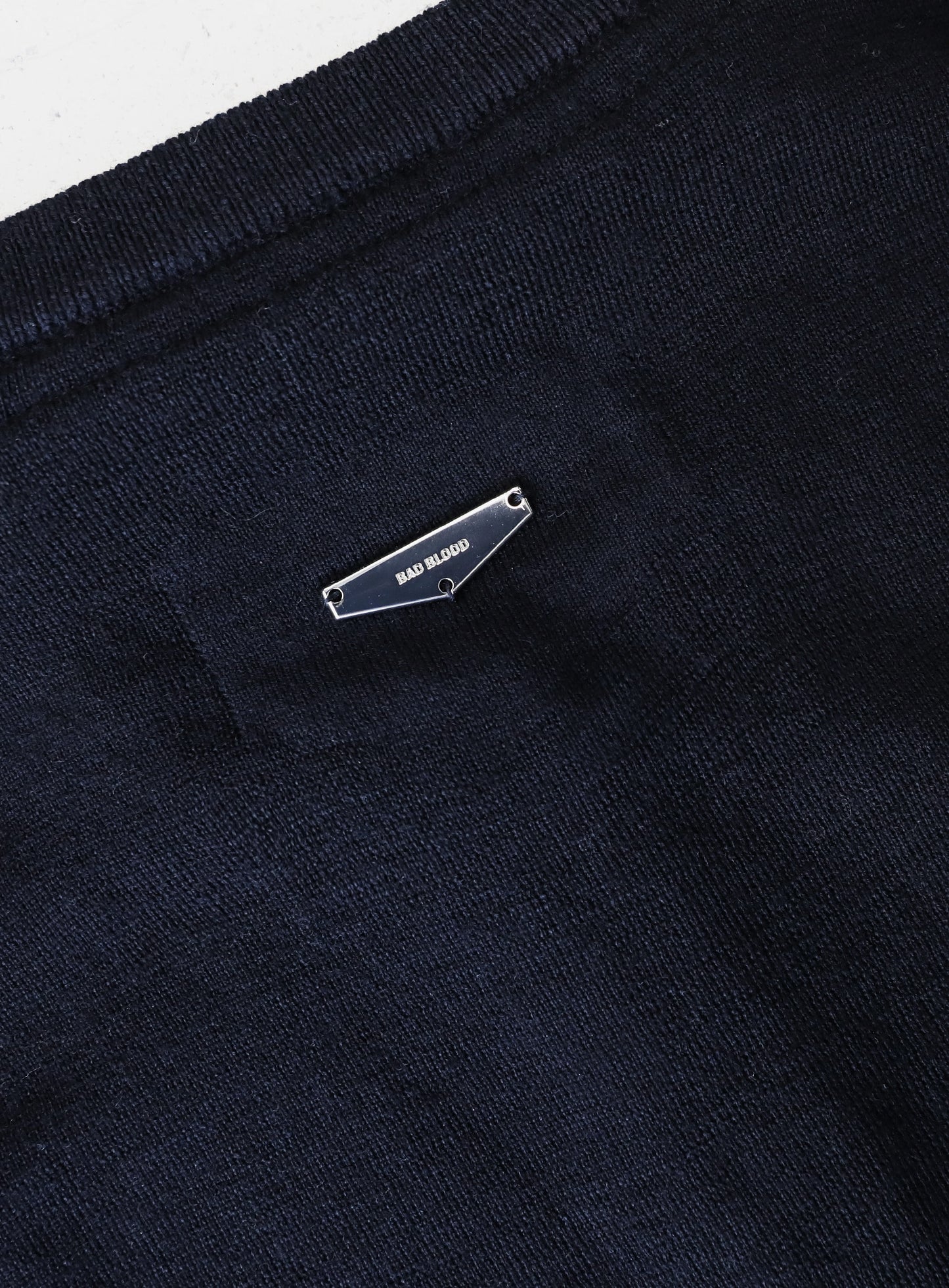 [w-knt26-015] Fine Merino Wool Crewneck Cardigan - Navy