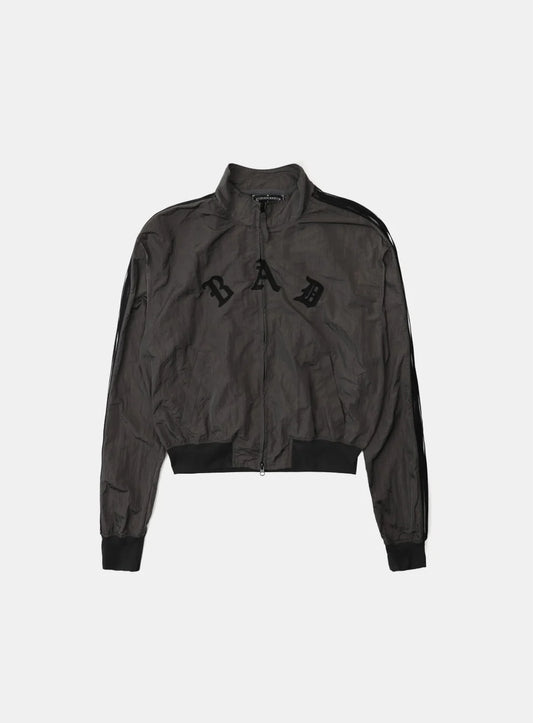 Dark Billy Nylon Track Jacket - Charcoal Brown