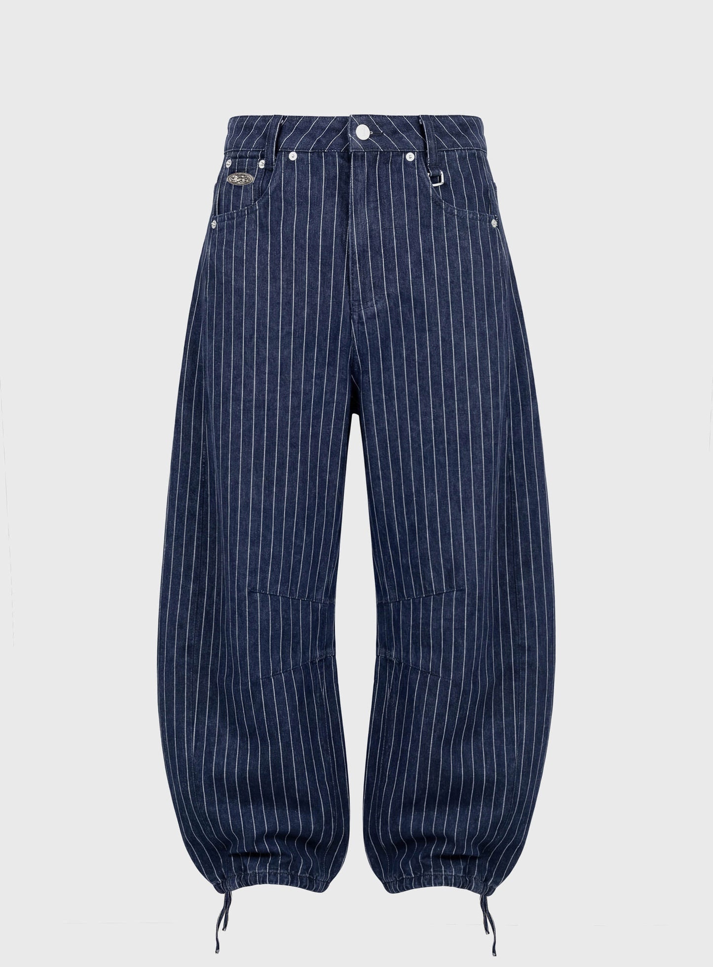 [w-pts25-106] 0519 Shinchiback Curved Pants - Blue/Striped