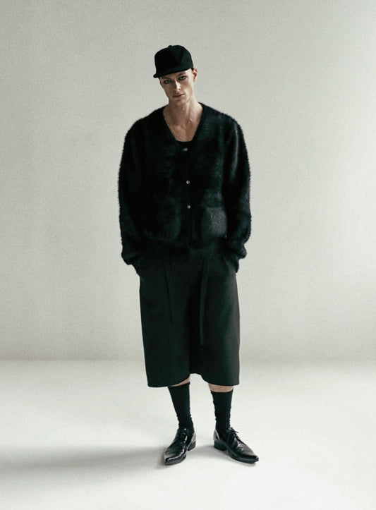 BS Mohair V-neck Cardigan - Black