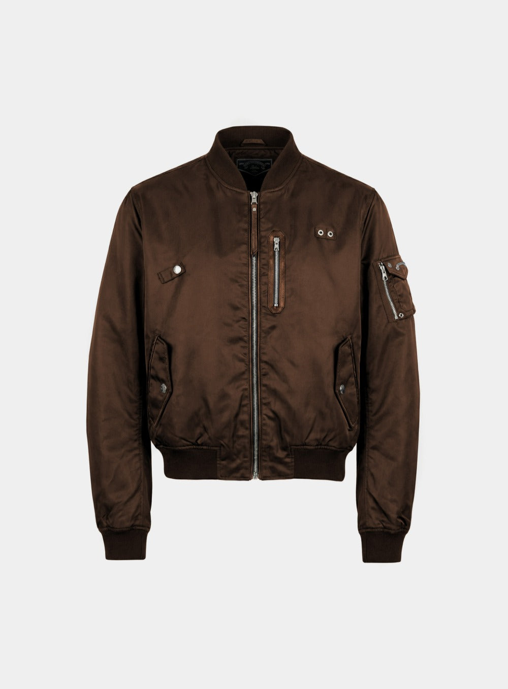 [w-jkt26-012] Satin Nylon MA-1 Jacket - Brown