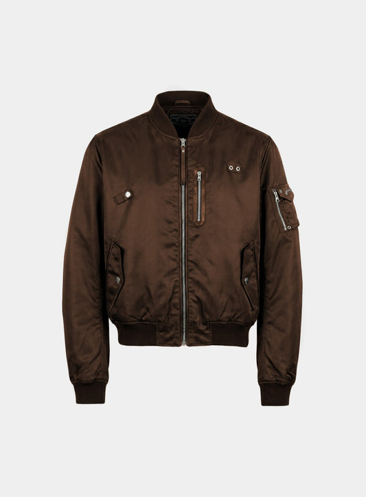 [w-jkt26-012] Satin Nylon MA-1 Jacket - Brown
