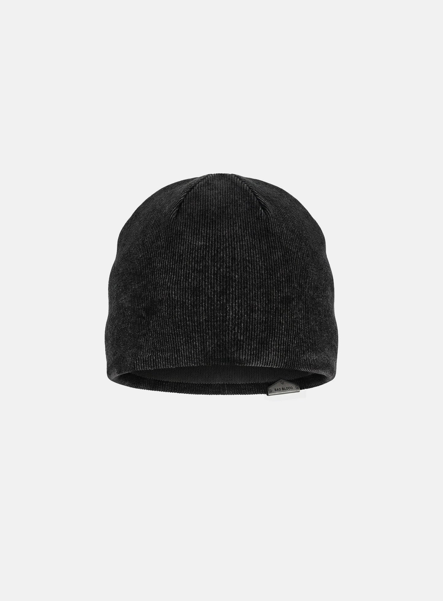 [w-hat26-002] Eyelet Washing Rib Beanie - Black
