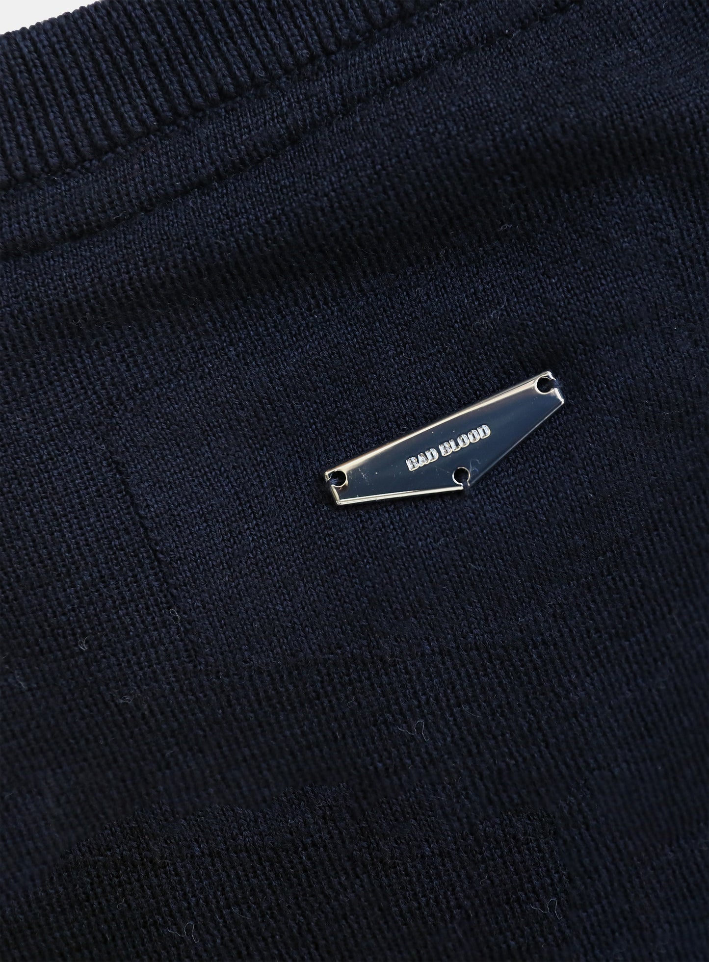 [w-knt26-024] Fine Merino Wool Knit Henley Neck - Navy