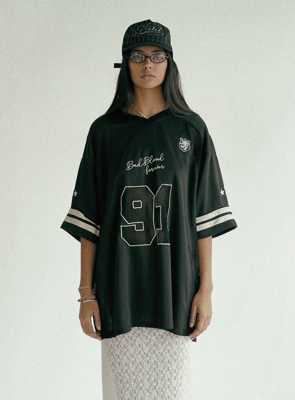 Crochet 91 Football Jersey Large Fit - Black
