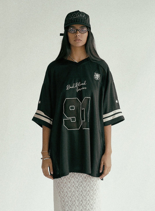 Crochet 91 Football Jersey Large Fit - Black