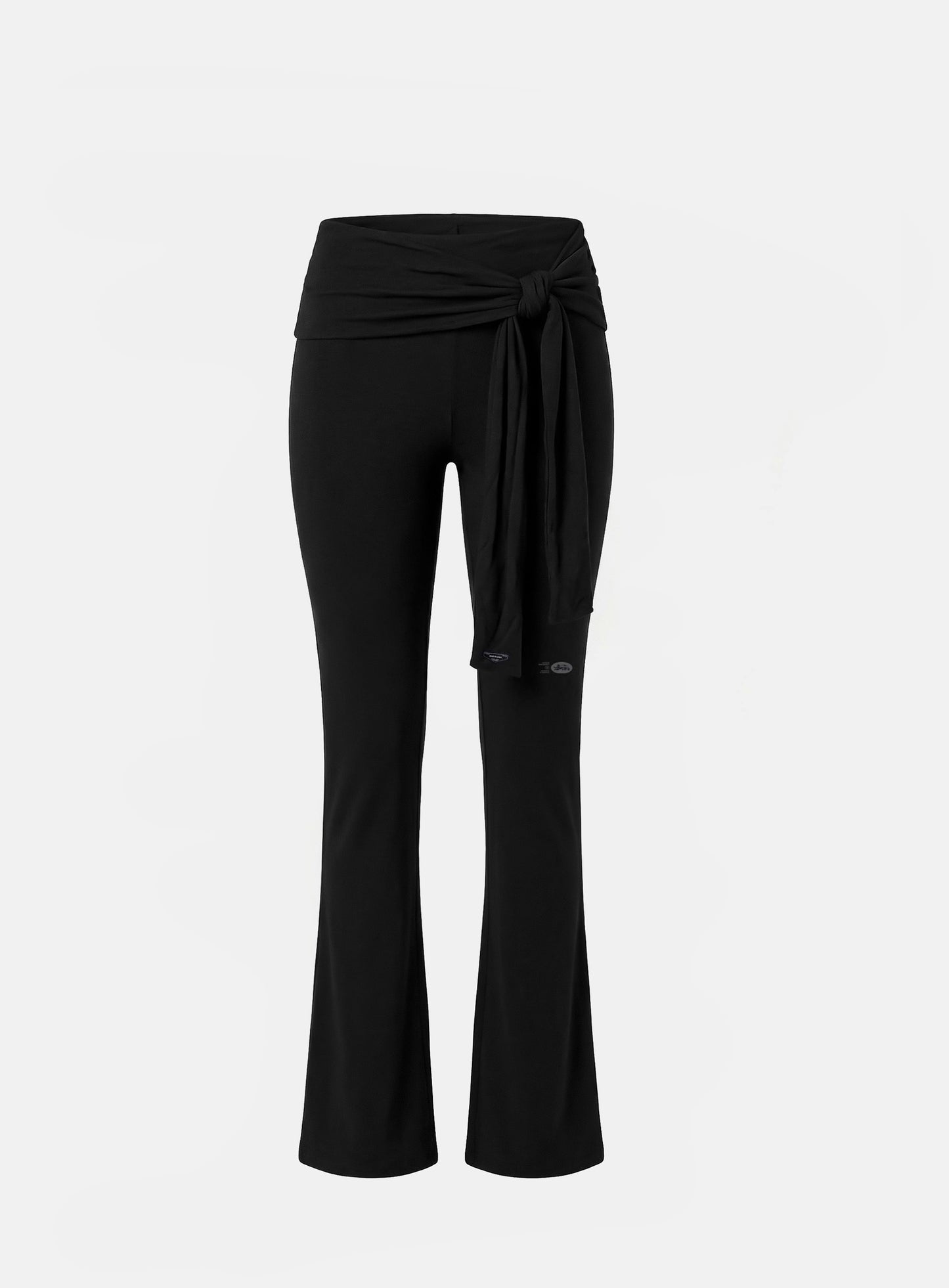 [w-pts26-078] Everyday Tie-Waist Bootcut Pants - Black