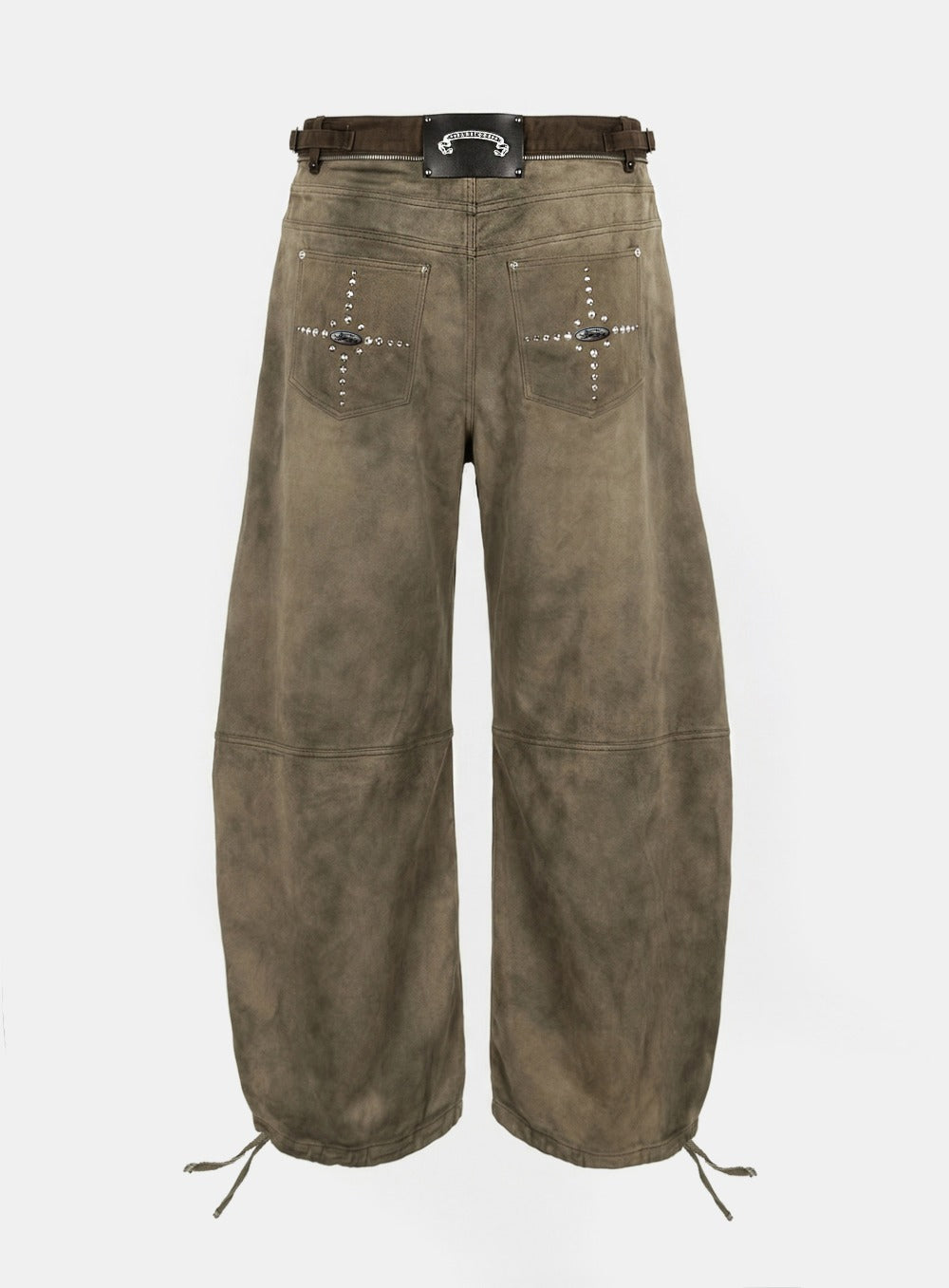 [w-pts25-115] Star Studded Convex Pants - Dusty Beige