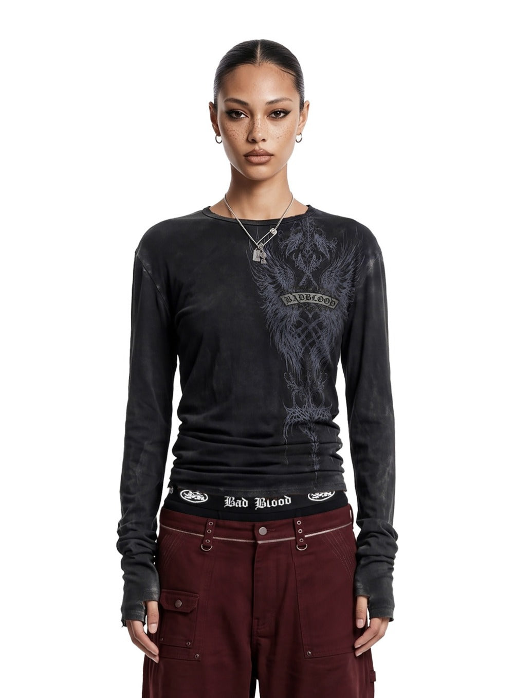 [w-tee26-297] T.M.V. RELIC CROSS Long Sleeve - Black