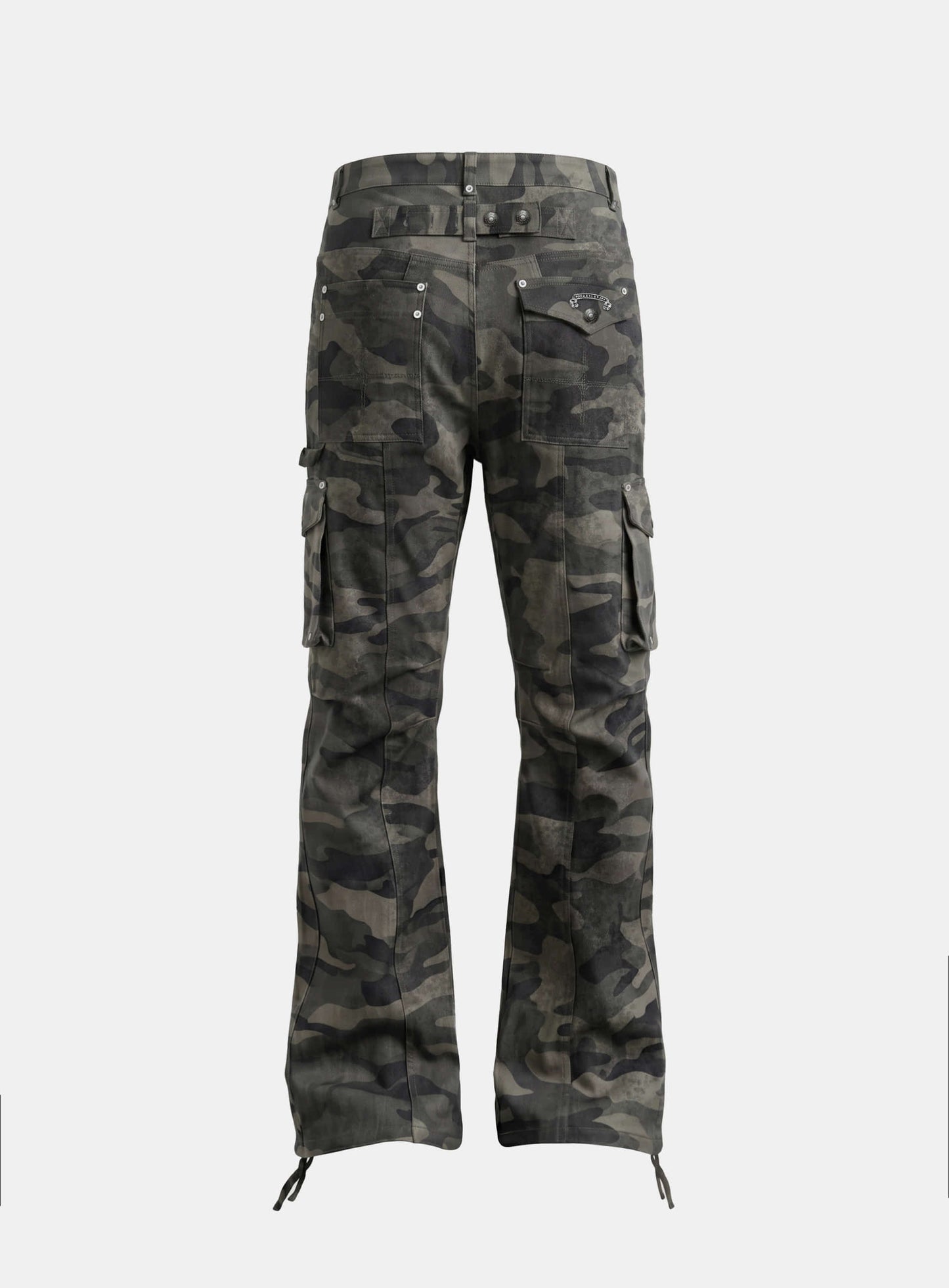 [w-pts26-118] Delta Low Crotch Bootcut Cargo Pants - Green Camo