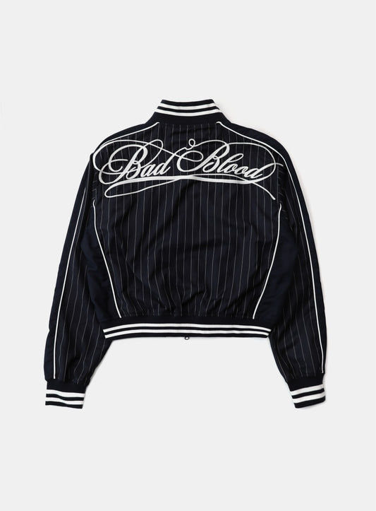 Dark Classic Pinstripe Track Jacket - Navy