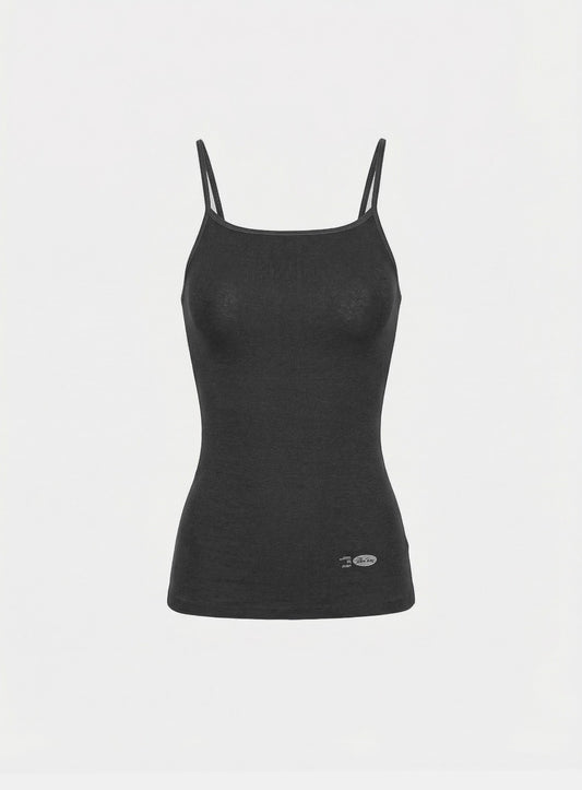 [w-tnk26-007] BS Cotton Jersey String Tank - Charcoal