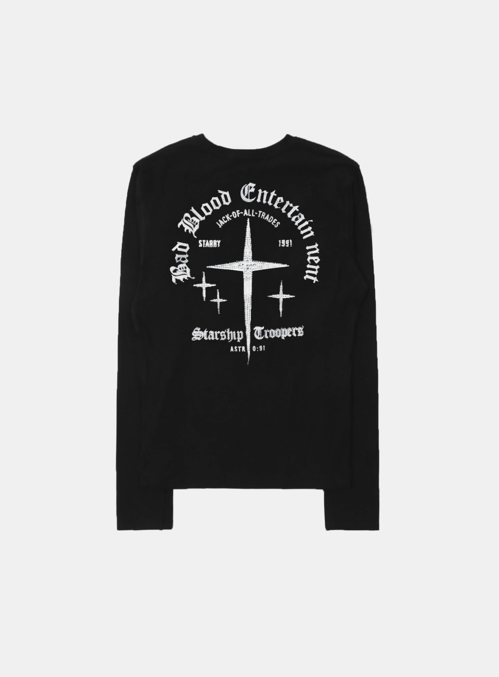 [w-tee25-201] BBNT Rhinestone Jersey Slim Long Sleeve - Black