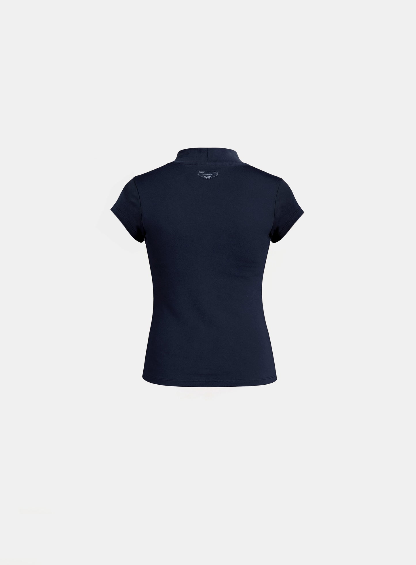 [w-tee26-110] Everyday Mock-Neck Short Sleeve T-Shirt - Navy