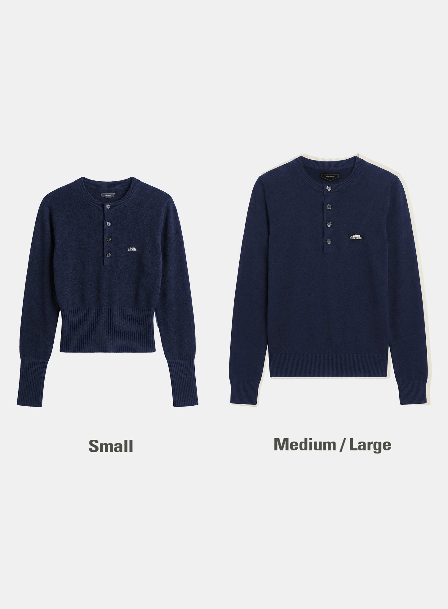 [w-knt26-024] Fine Merino Wool Knit Henley Neck - Navy