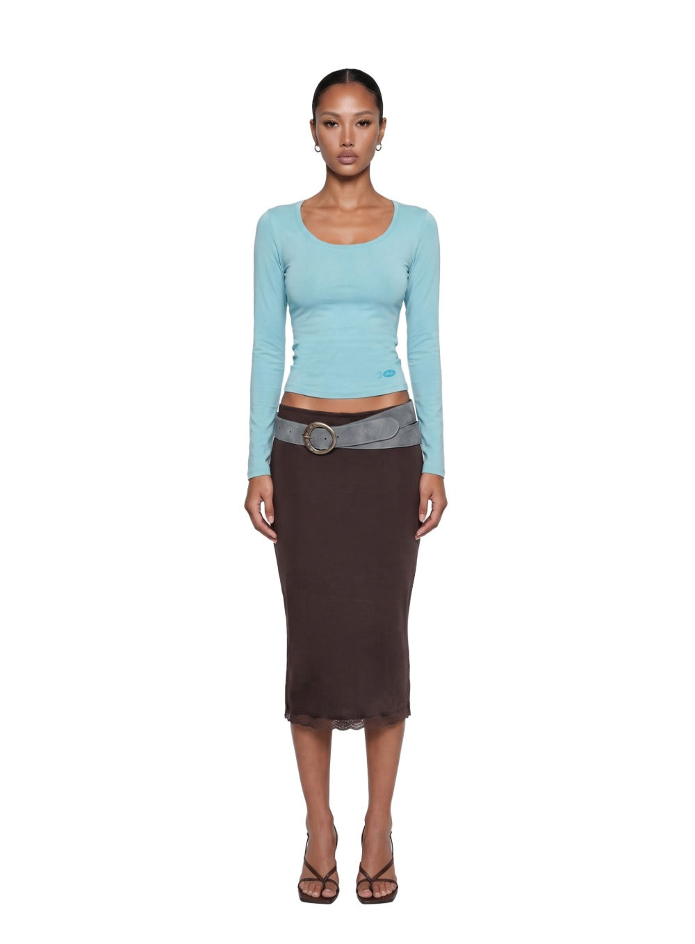 [w-tee26-196] Everyday Scoop Neck Long Sleeve T-Shirt - Mint