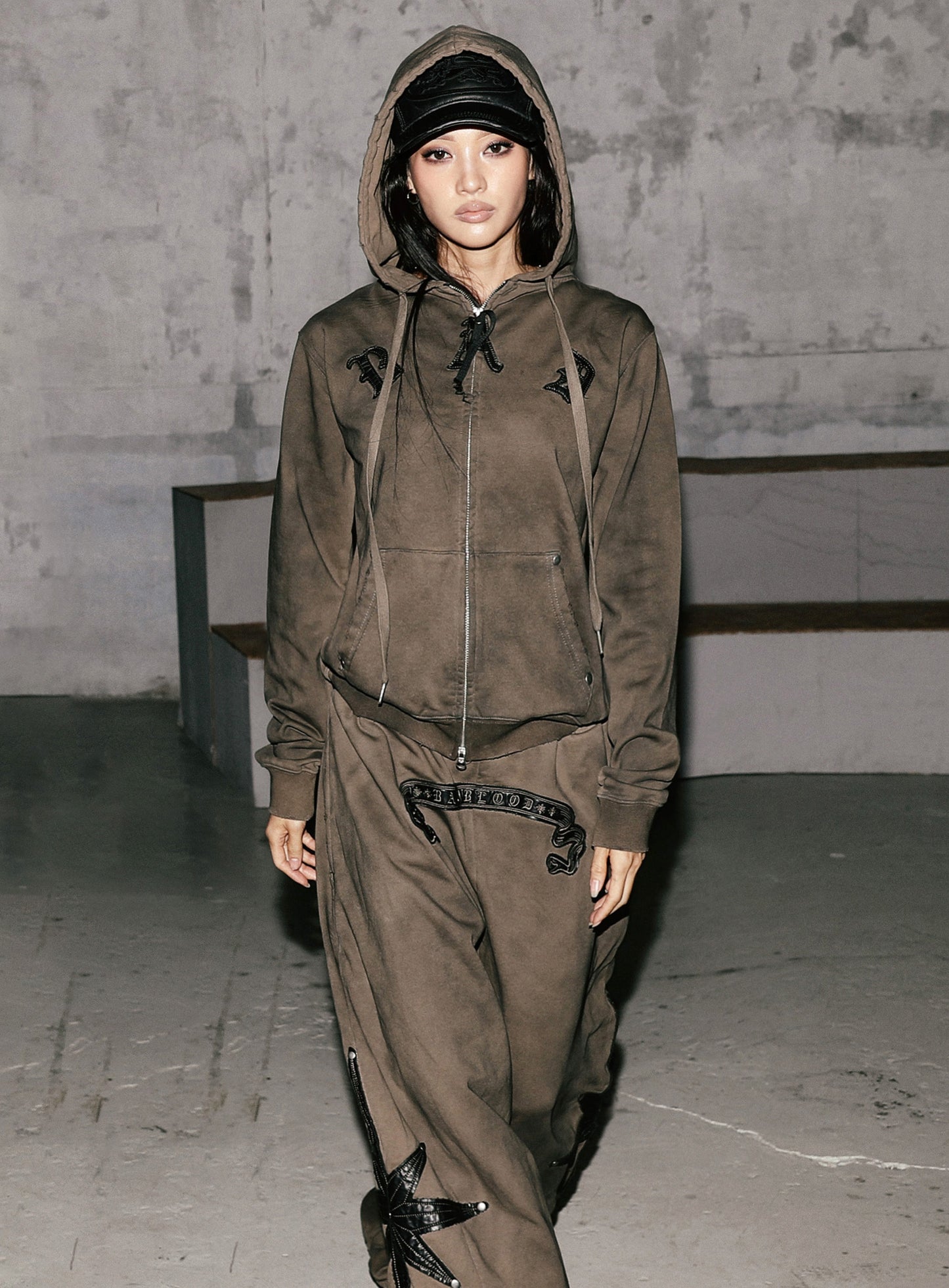 Cosmo Patch Hooded Zip-Up - Tobacco