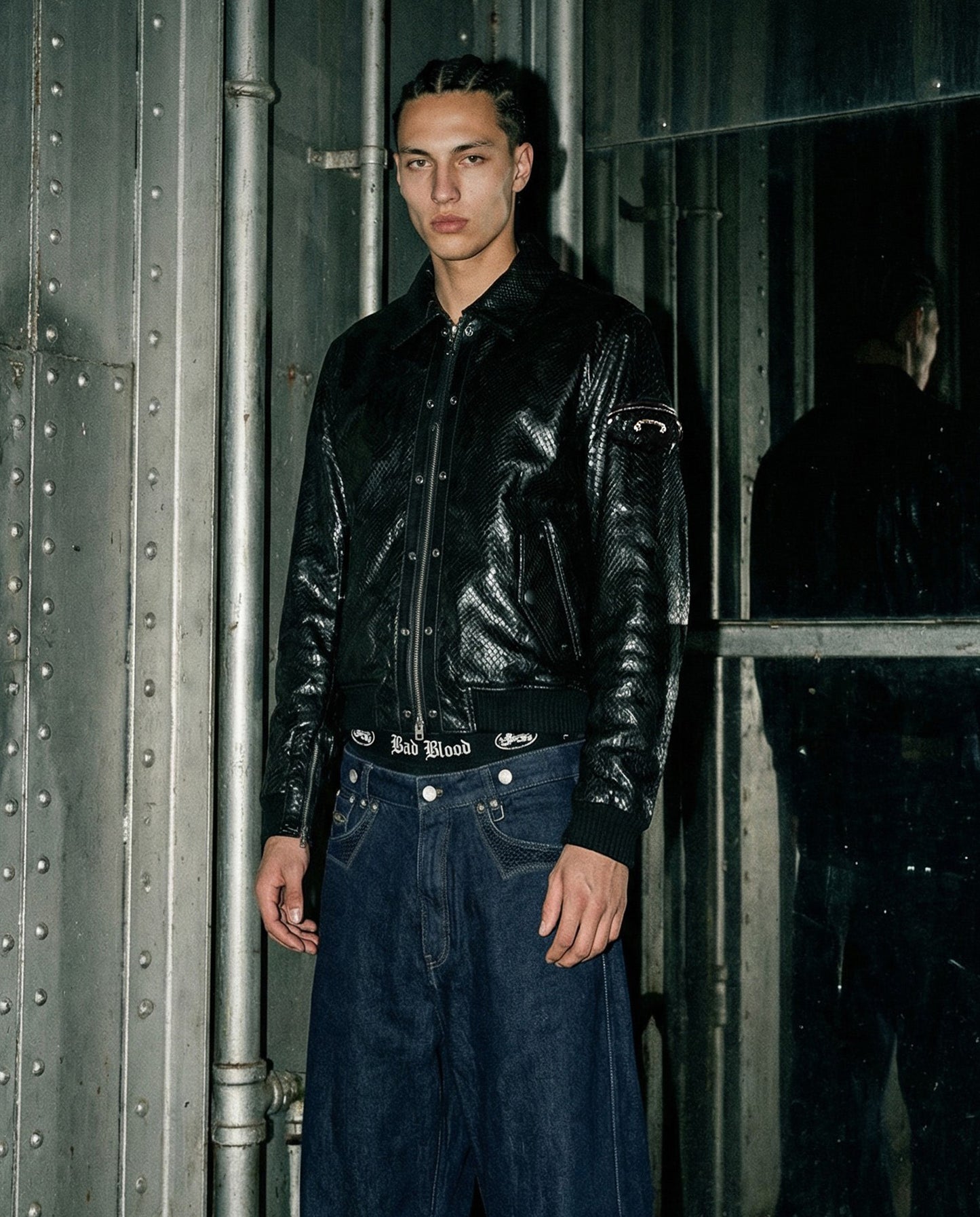 [w-jkt25-067] Monza Eyelet Bomber Jacket - Python Leather