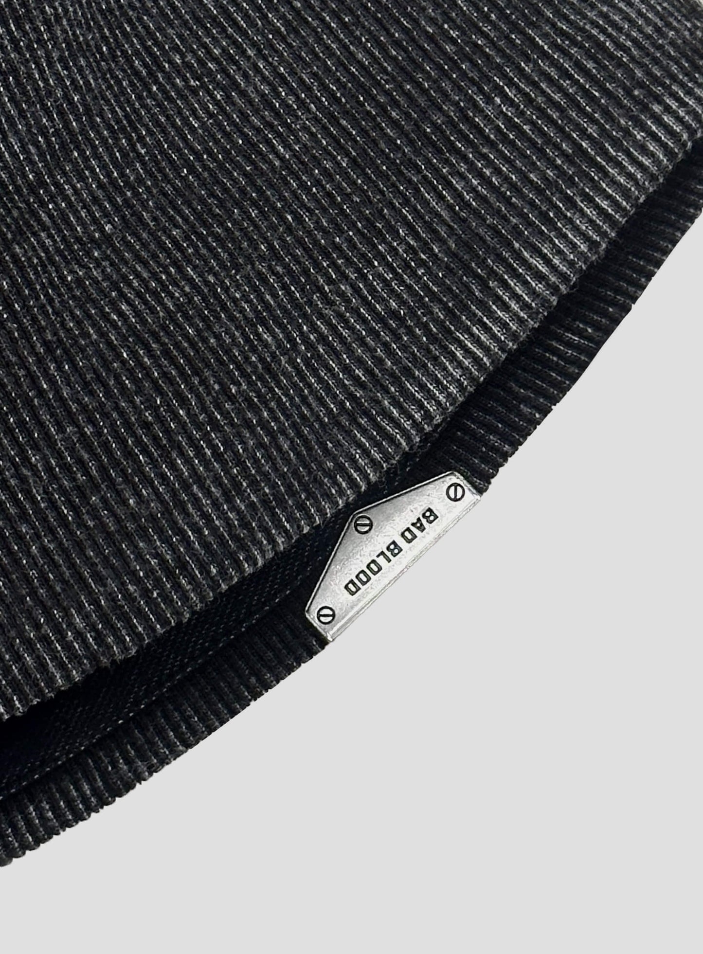 [w-hat26-002] Eyelet Washing Rib Beanie - Black