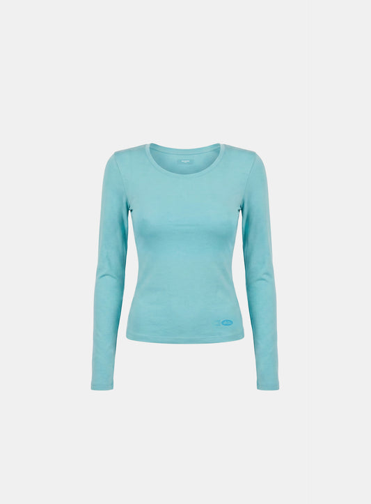 [w-tee26-196] Everyday Scoop Neck Long Sleeve T-Shirt - Mint