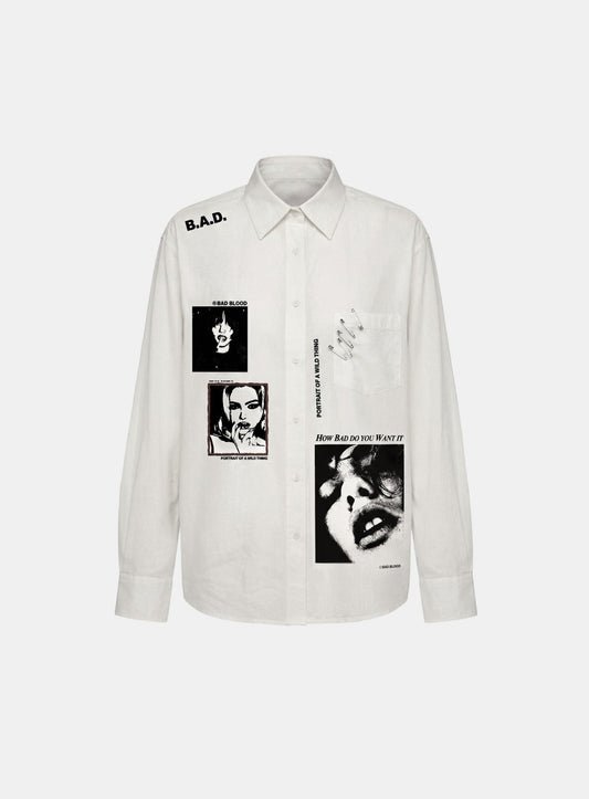 [w-sht26-013] Portrait of a Wild Thing Shirt - White