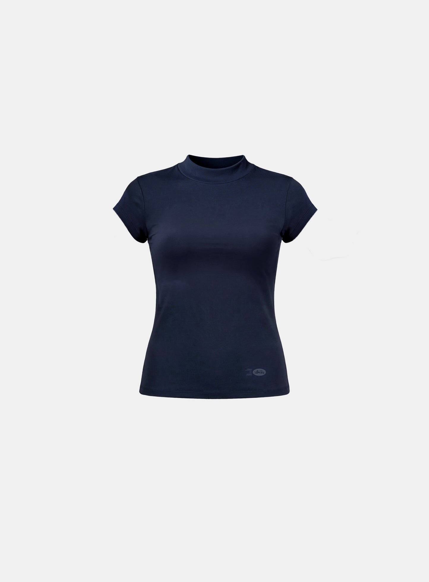 [w-tee26-110] Everyday Mock-Neck Short Sleeve T-Shirt - Navy