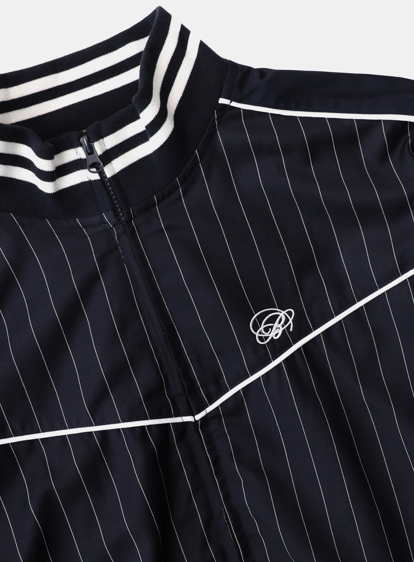 Dark Classic Pinstripe Track Jacket - Navy