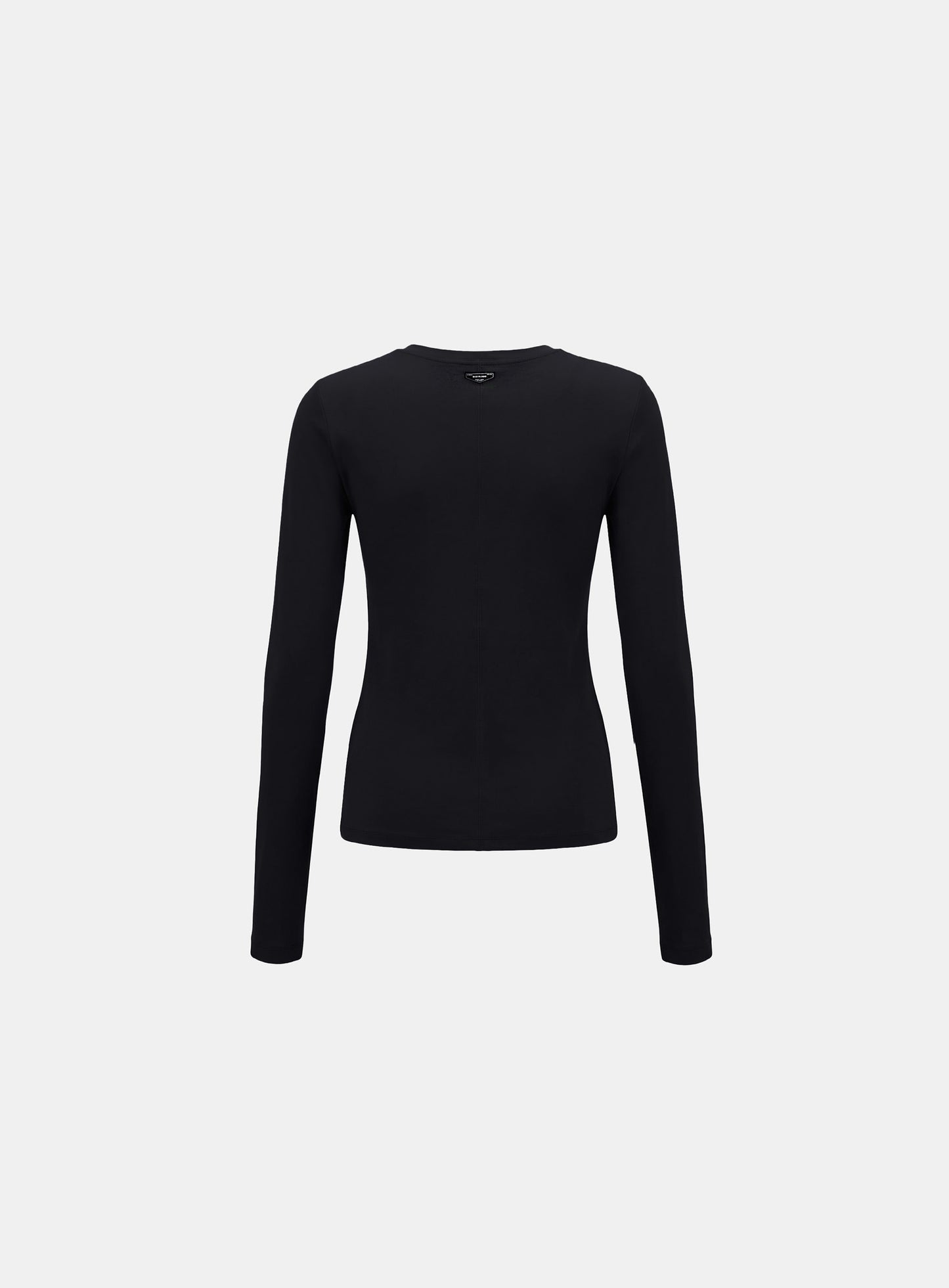 [w-tee26-060] Sleek Cotton Henley Neck Long Sleeve T-Shirt - Black