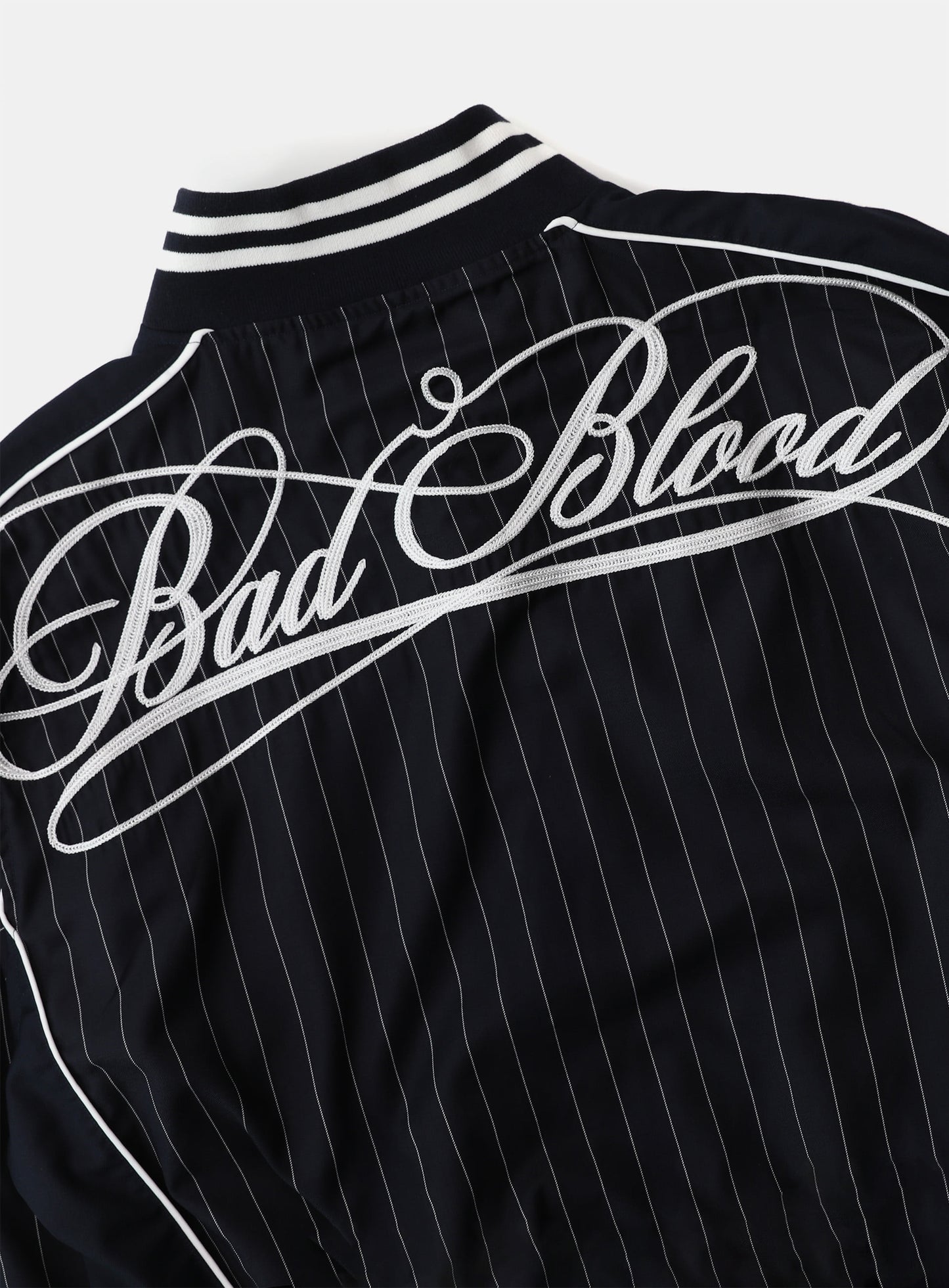 Dark Classic Pinstripe Track Jacket - Navy