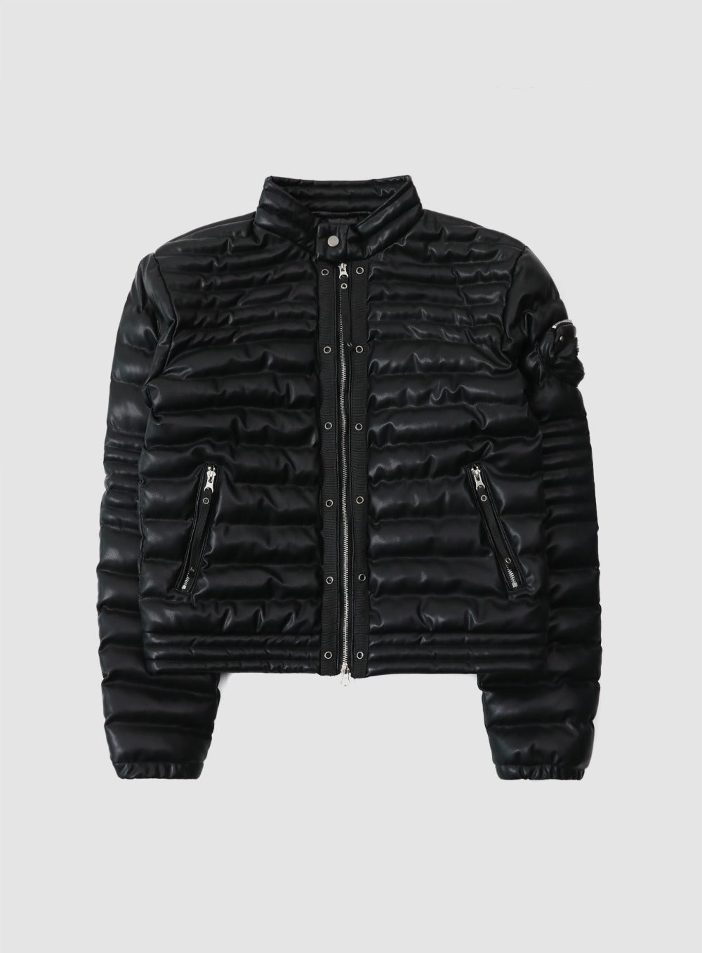 [w-jkt25-044] Viper 31-1 Lightweight High Neck Puffer - Black Leather