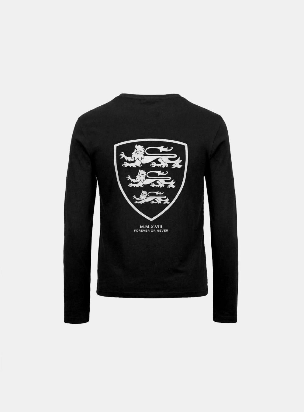 [w-tee26-021] Mystic Shield Print Fitted Long Sleeve T-Shirt - Black