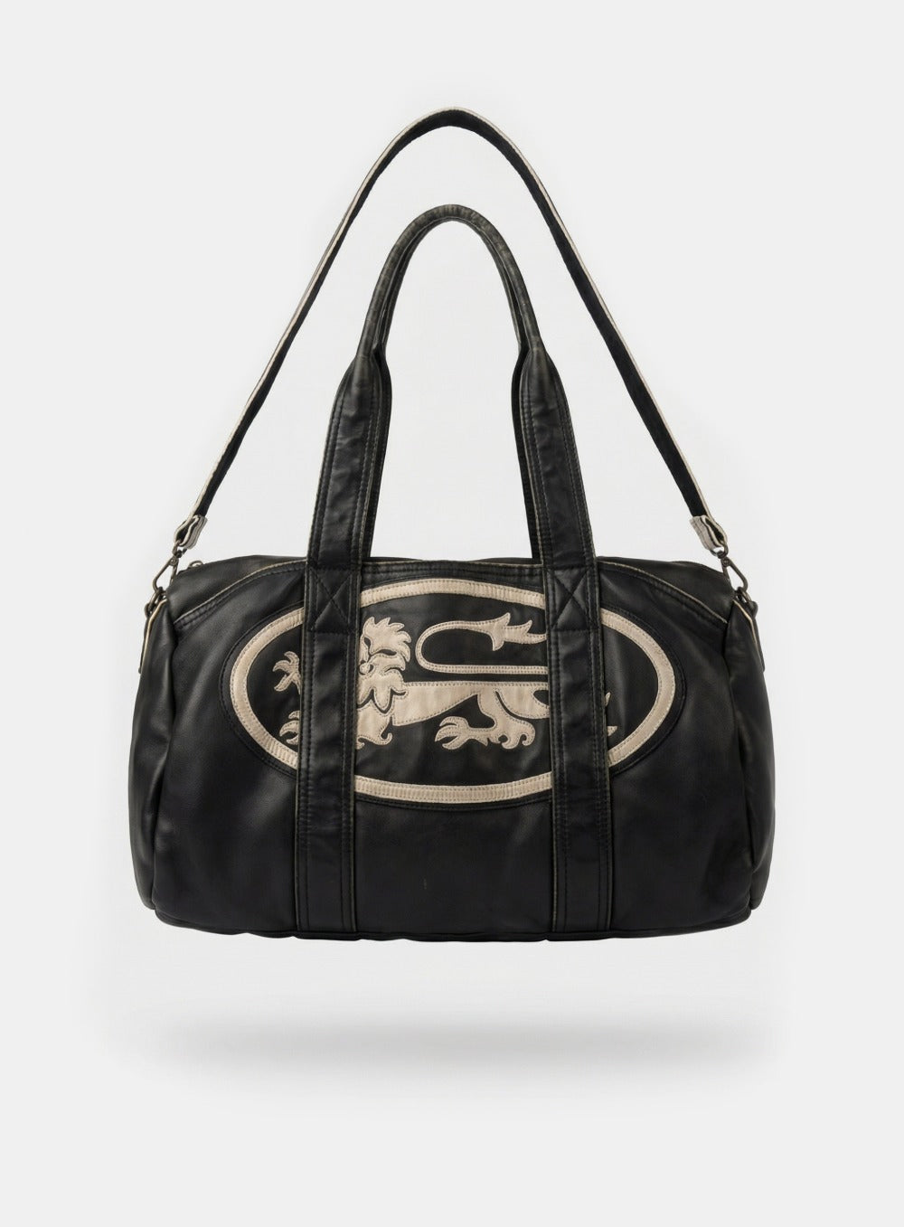 [w-bag25-001] Billy Old Effect 2 Way Large Duffel Bag - Khaki Black