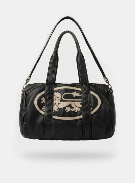 [w-bag25-001] Billy Old Effect 2 Way Large Duffel Bag - Khaki Black