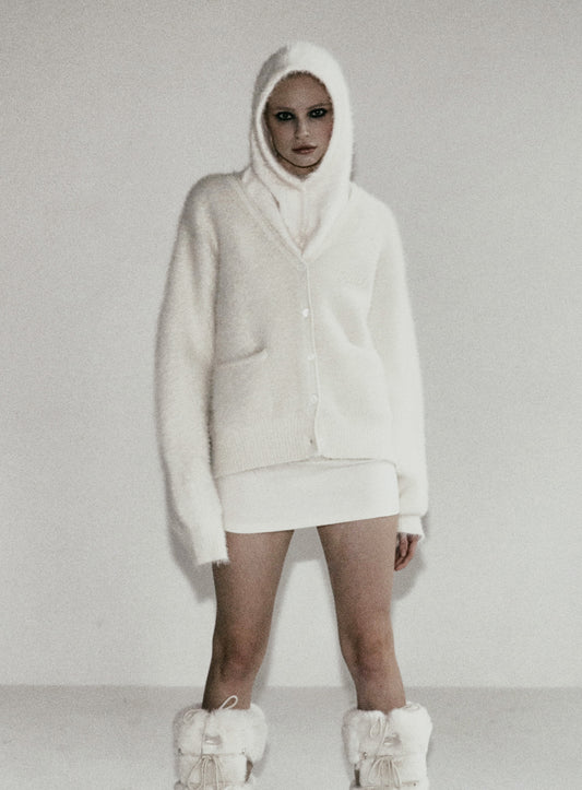 BS Mohair V-neck Cardigan - Cream