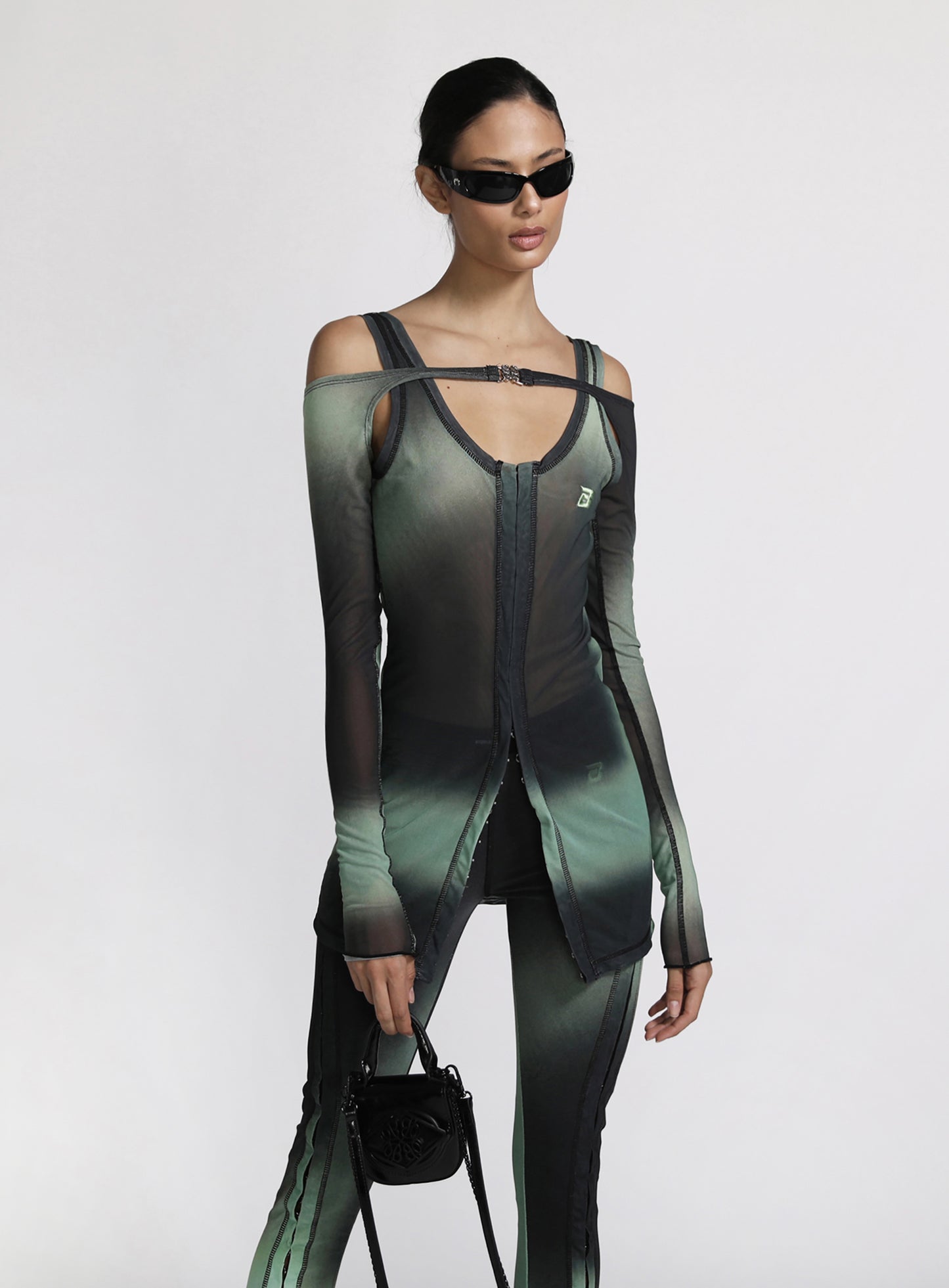 Halo Sleeveless Dress with Warmer & Scarf - Green