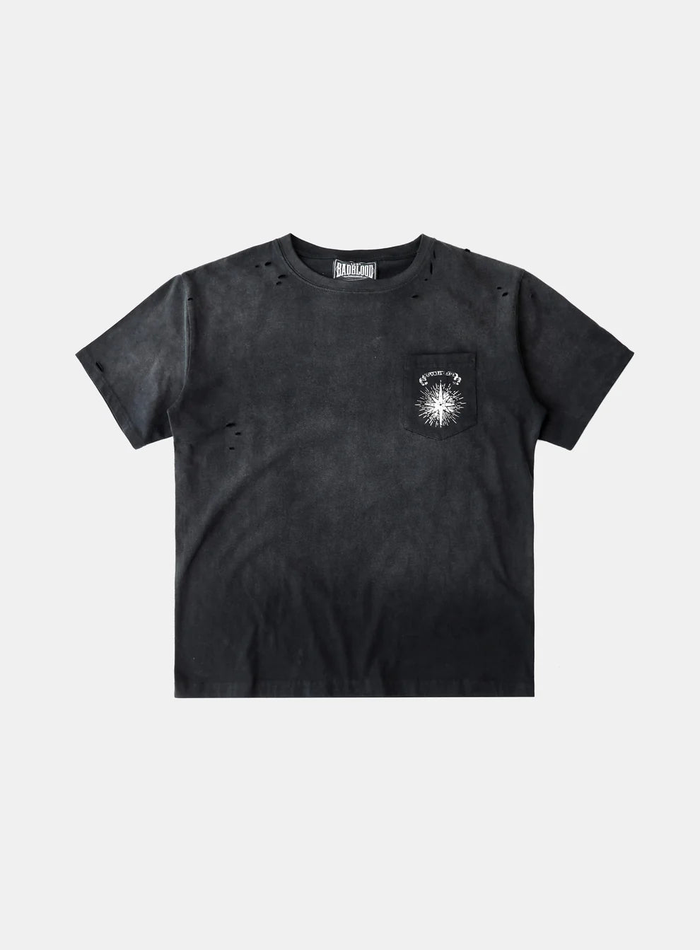 Cosmo Print Distressed Pocket T-Shirt - Black