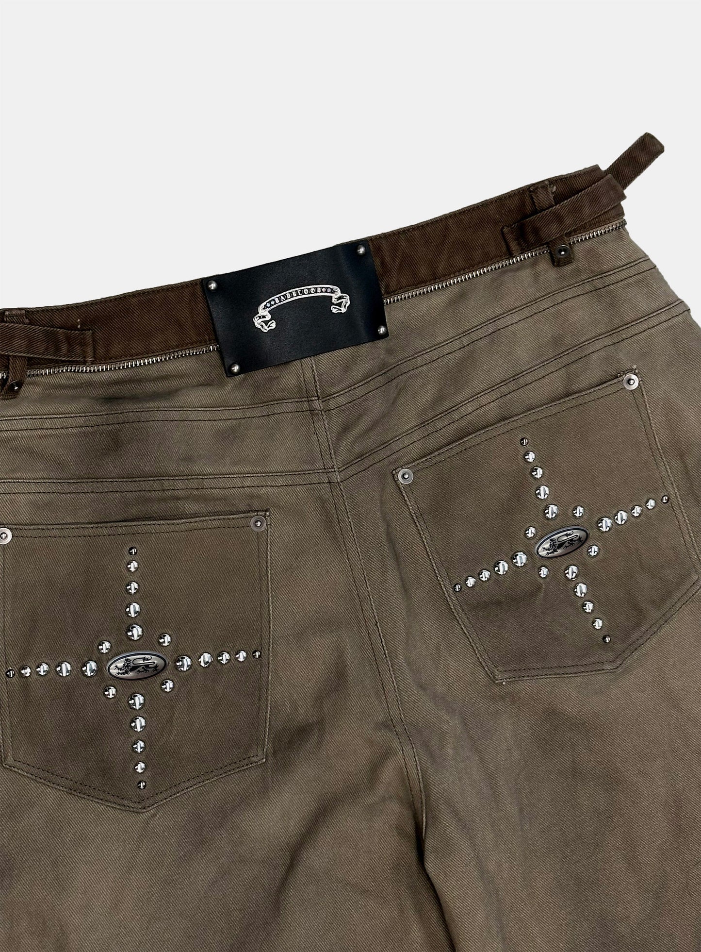 [w-pts25-115] Star Studded Convex Pants - Dusty Beige