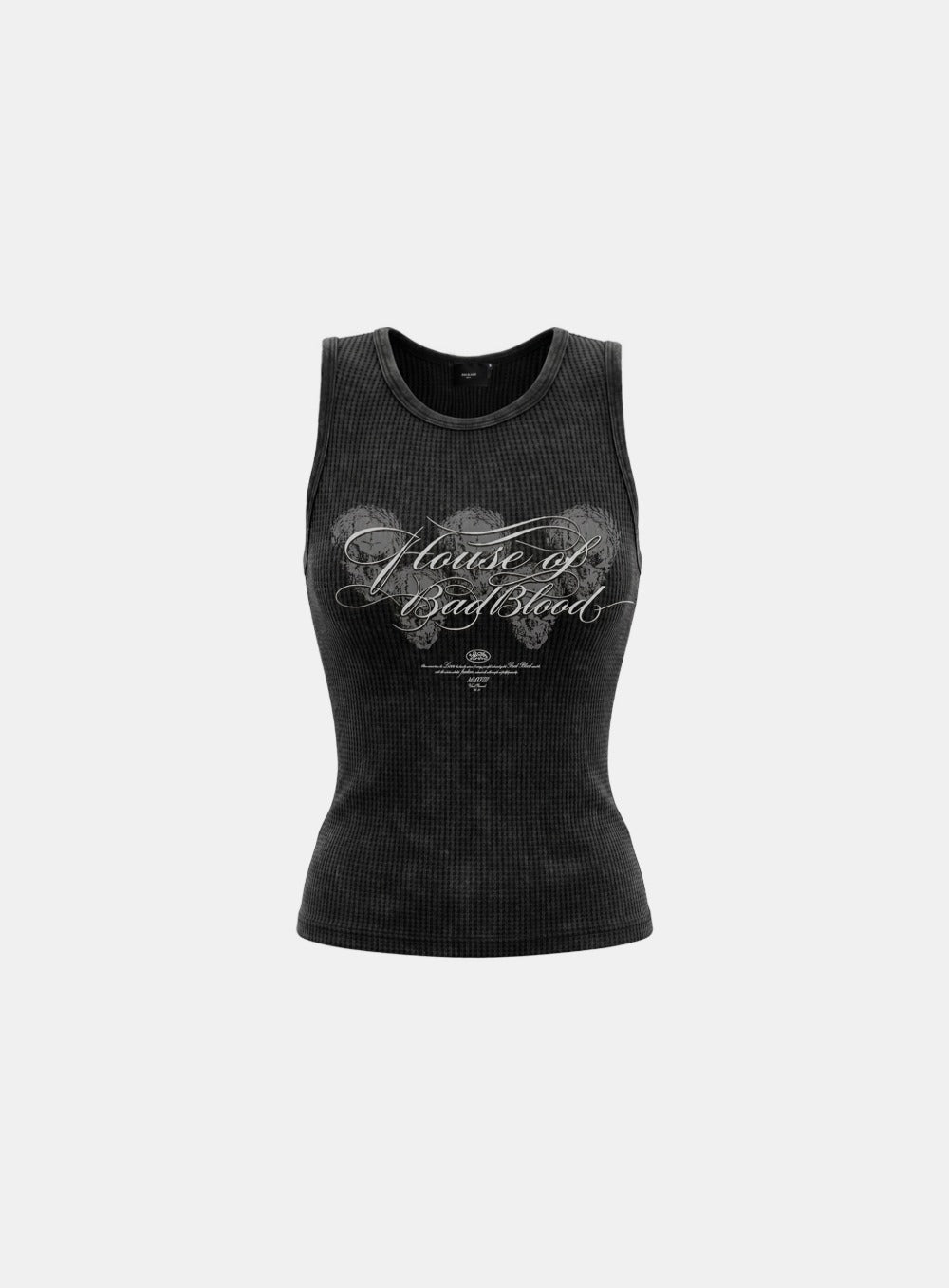 [w-tnk26-077] H.B.B. Penta Skull Waffle Classic Tank - Black