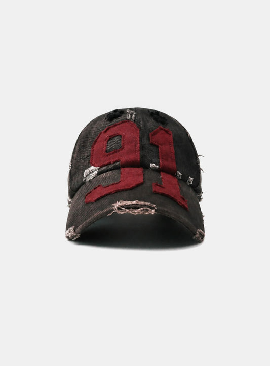 [w-hat26-023] 91 Ball Cap - Black Red