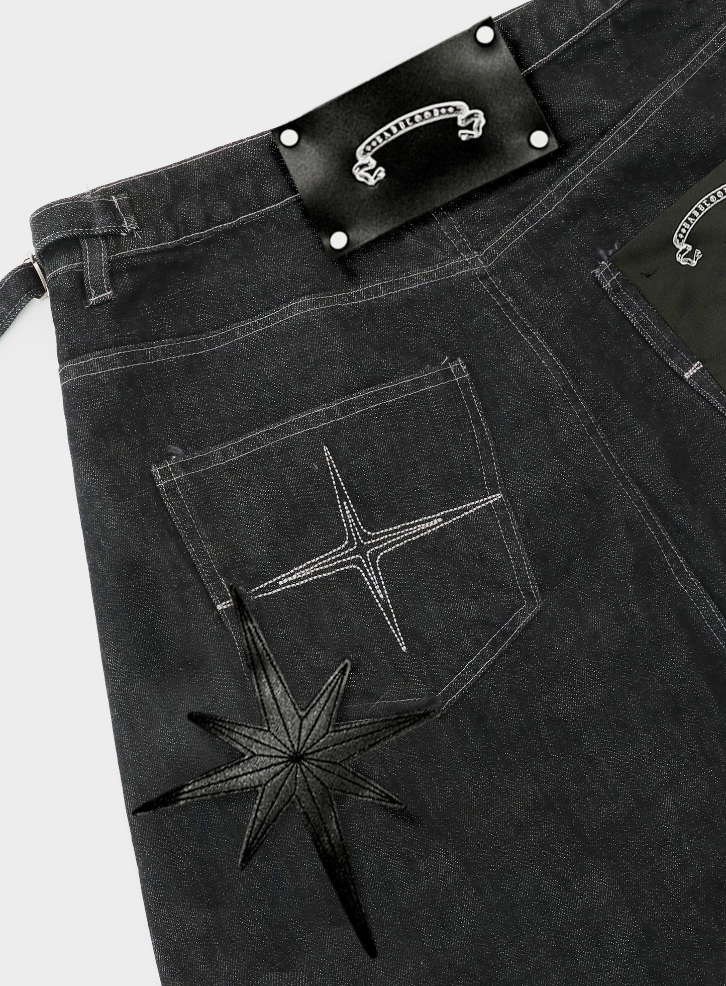 Cosmo Patch Convex Bermuda Pants - Black