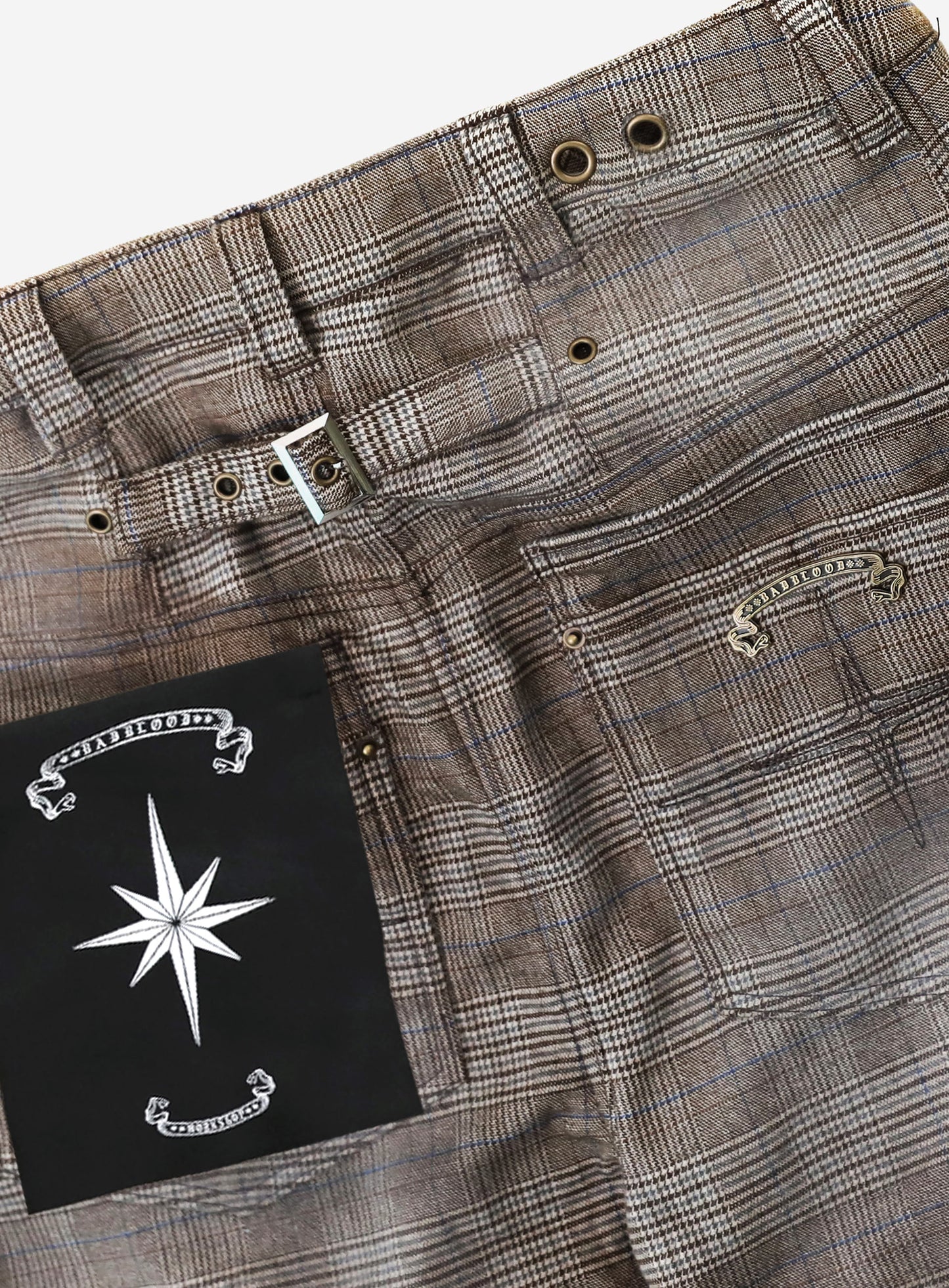 [w-pts25-108] 0519 Shinchiback Curved Pants - Brown Check