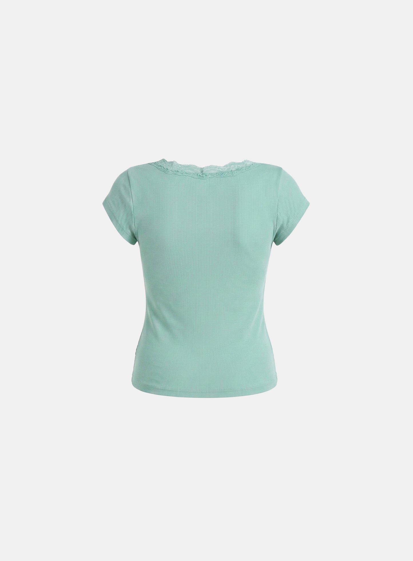 [w-tee26-242] Loyal Cross Lace Neck 1/2 Henry T-shirt - Mint