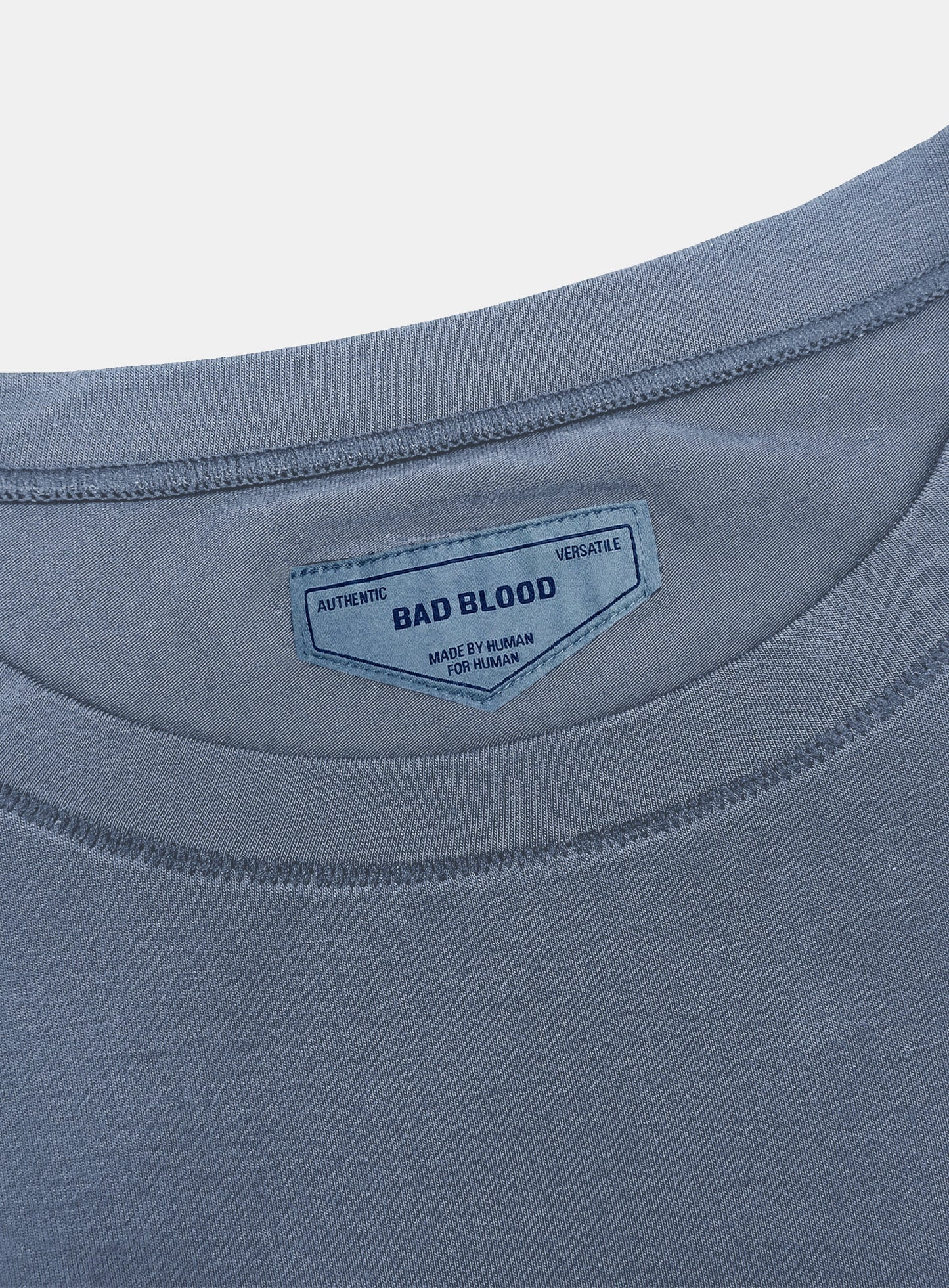 [w-tee26-085] Everyday Crew Neck Long Sleeve T-Shirt - Blue gray