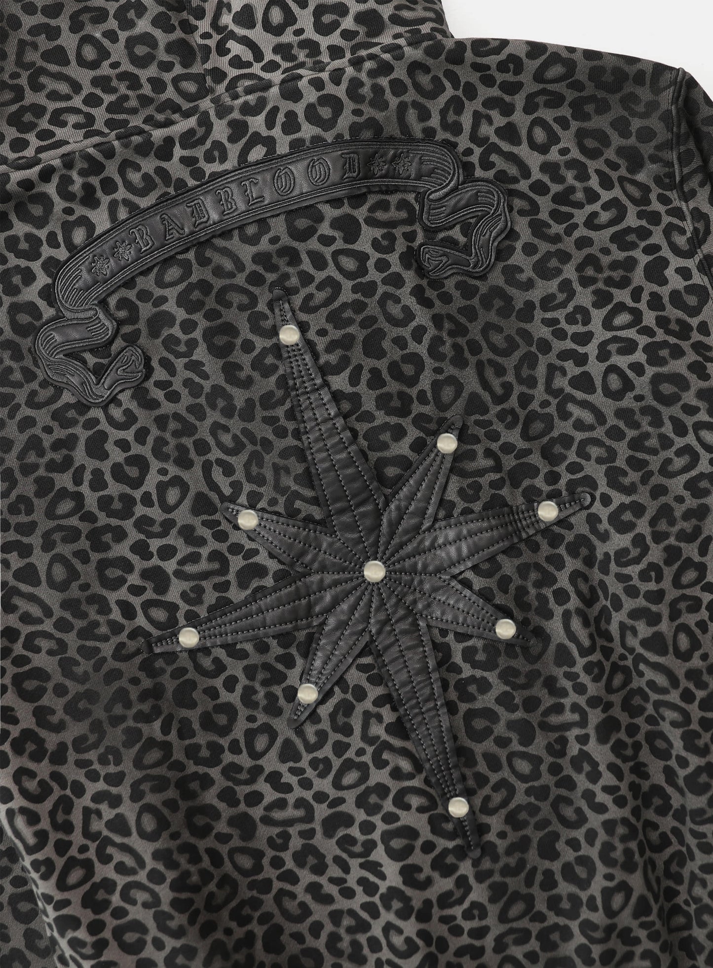 Cosmo Patch Hooded Zip-Up - Black Leopard