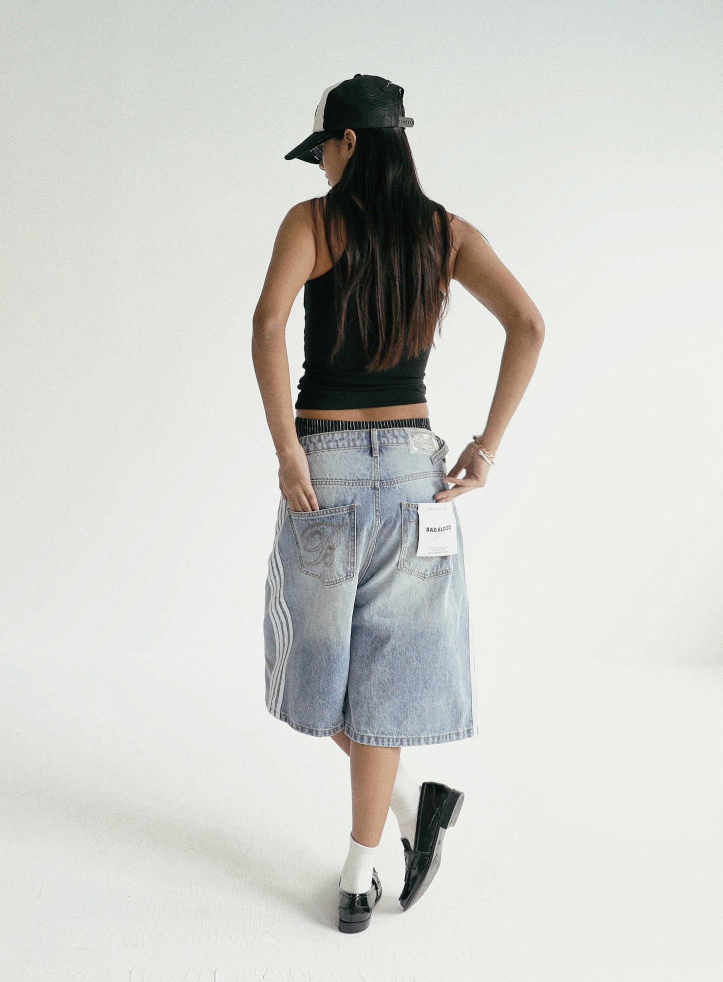 Billy Track Bermuda Jeans Baggy Fit - Blue