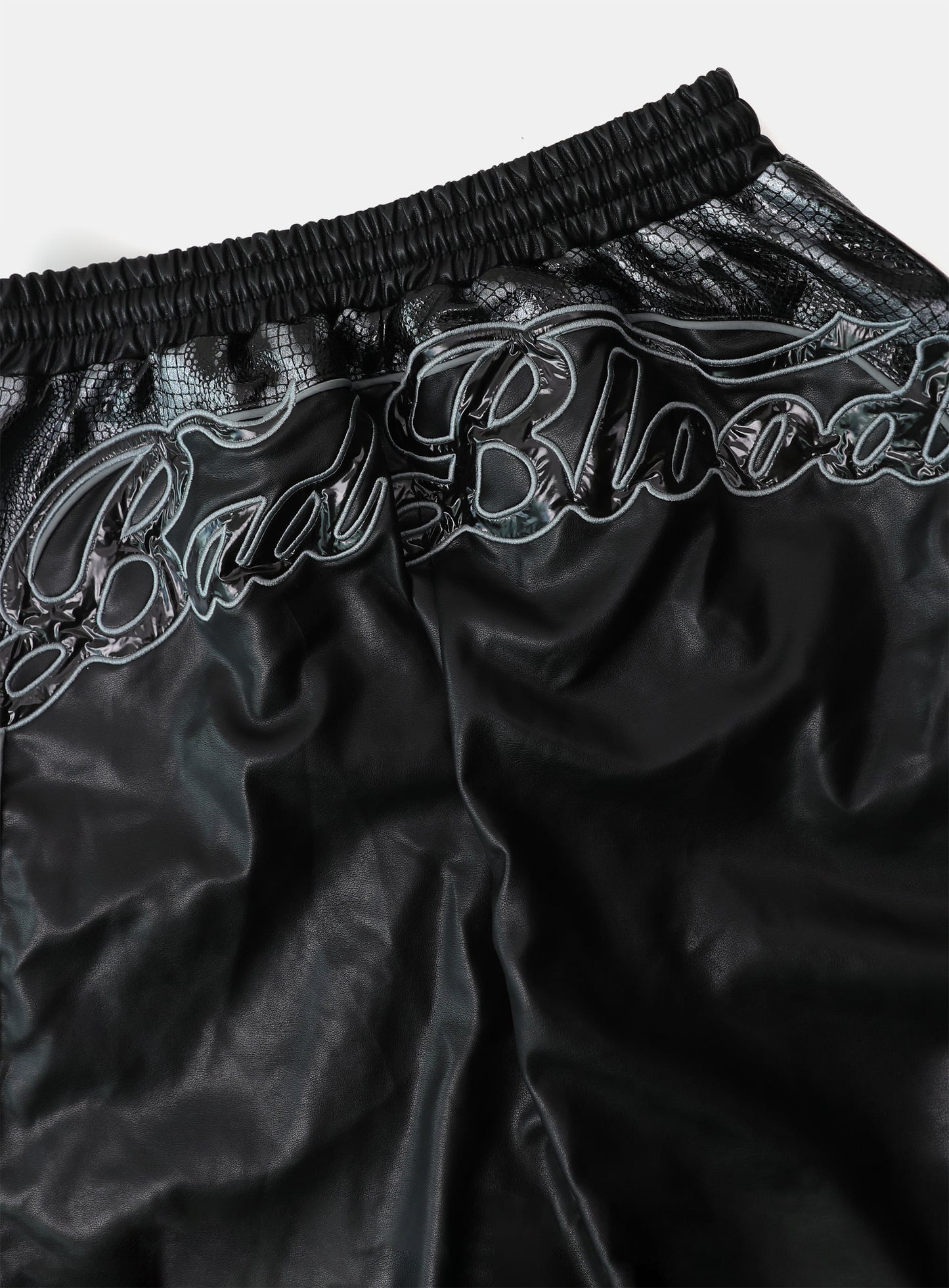 Contrast Leather Track Pants - Black Python